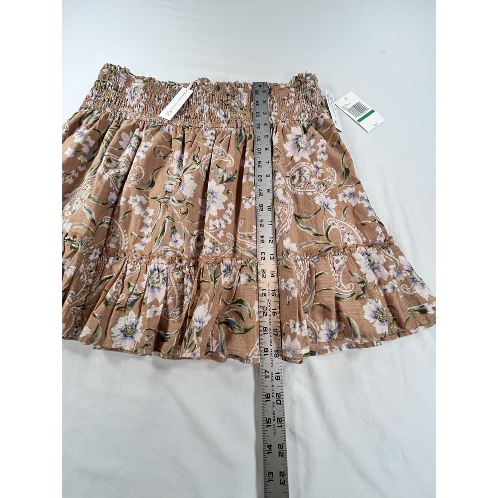 NEW Jessica Simpson Adeline Skirt L Camel Orange Paisley Floral Print Lined $60 - Picture 3 of 9